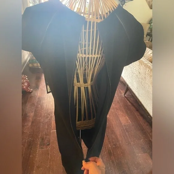 NWT MOSSIMO knee length work/ business dress in black A line s:XXL faux leather - Picture 4 of 7